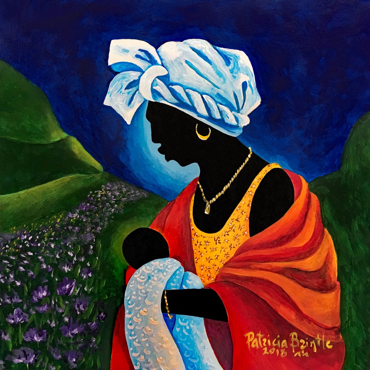 Madonna e Child - Lilly Field, 2018 (acrílico sobre madeira) de Patricia Brintle