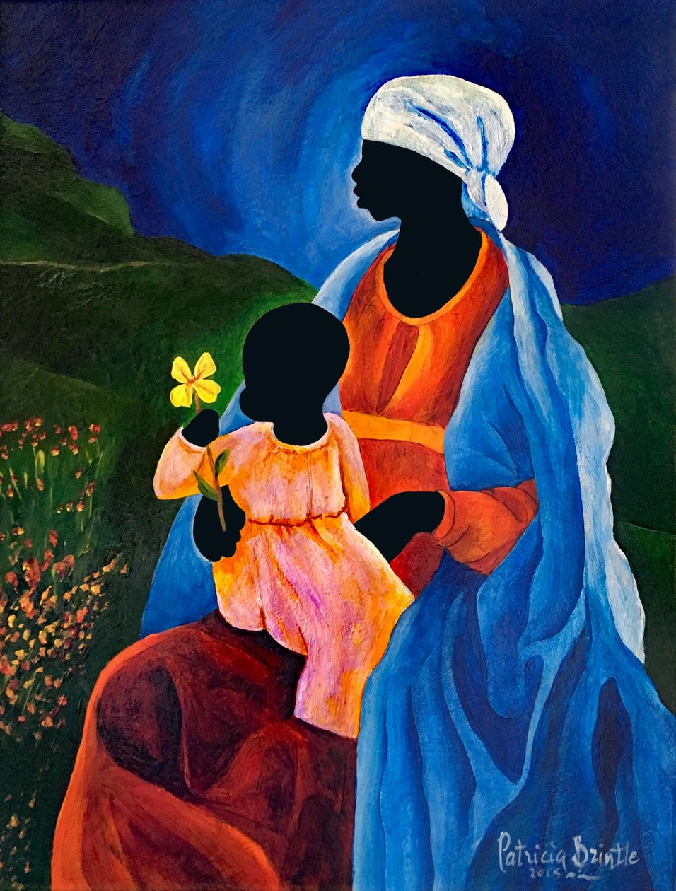 Madonna e filho do dogwood, 2015 (acrílico em masonite) de Patricia Brintle