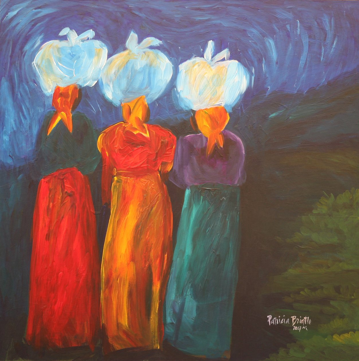 Três Irmãs, 2007 (acrílico sobre tela) de Patricia Brintle