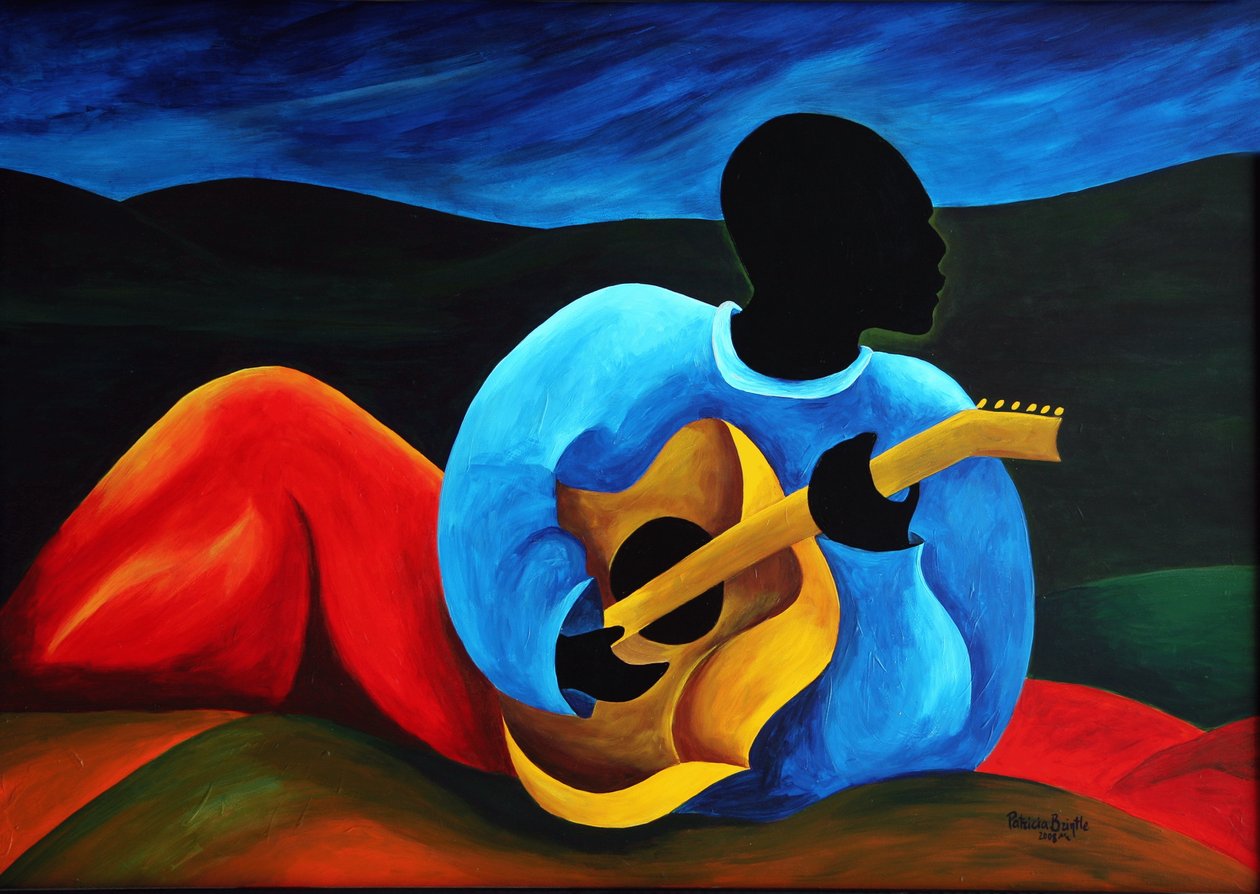 Ti-Jean o guitarrista, 2008 (acrílico sobre masonite) de Patricia Brintle