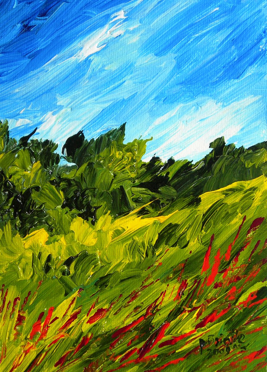 Um passeio em Puilboro, 2009 (acrílico sobre artistboard) de Patricia Brintle