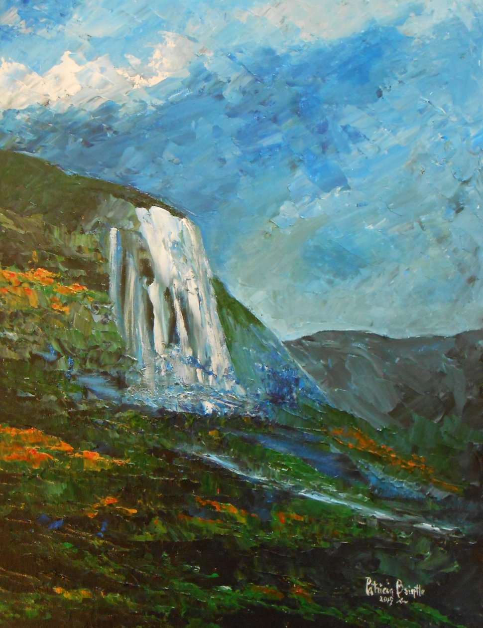 Casa da cascata, 2015 (acrílico no artistboard) de Patricia Brintle