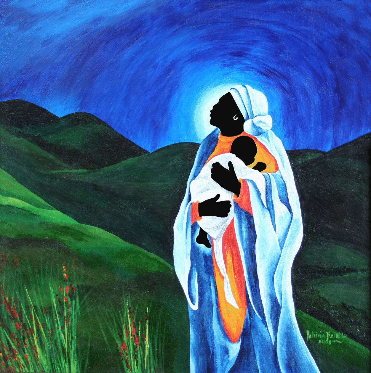 Madonna e criança - Esperança para o mundo, 2008 (acrílico sobre madeira) de Patricia Brintle