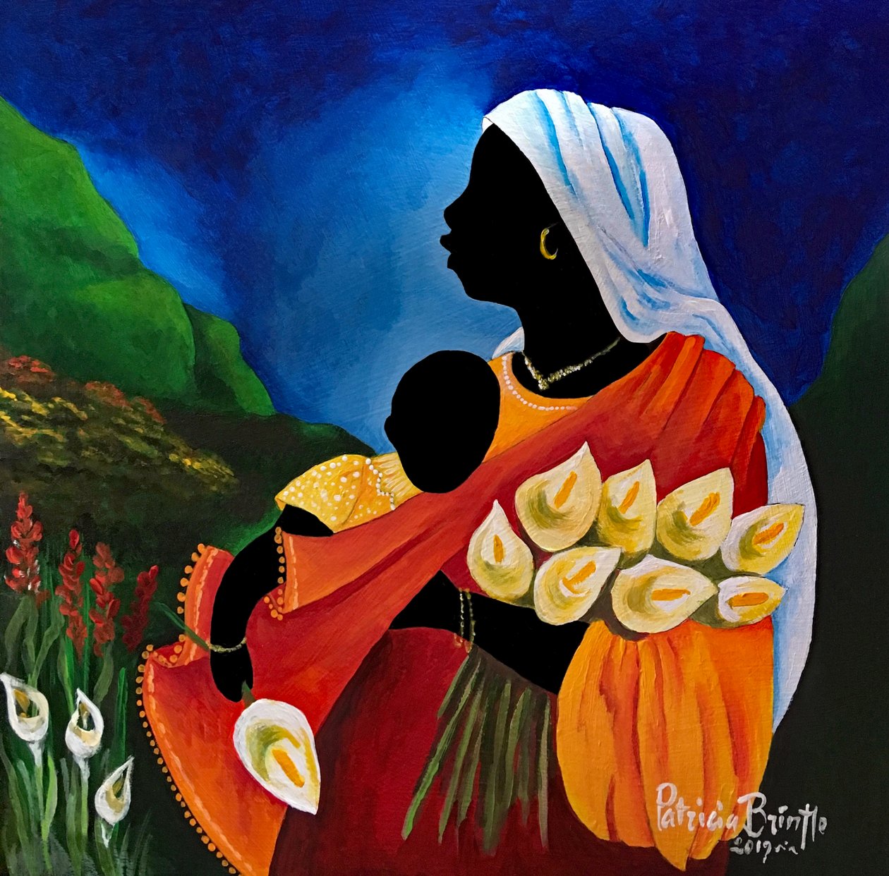 Madonna e criança - Tenderness, 2019 (acrílico sobre madeira) de Patricia Brintle