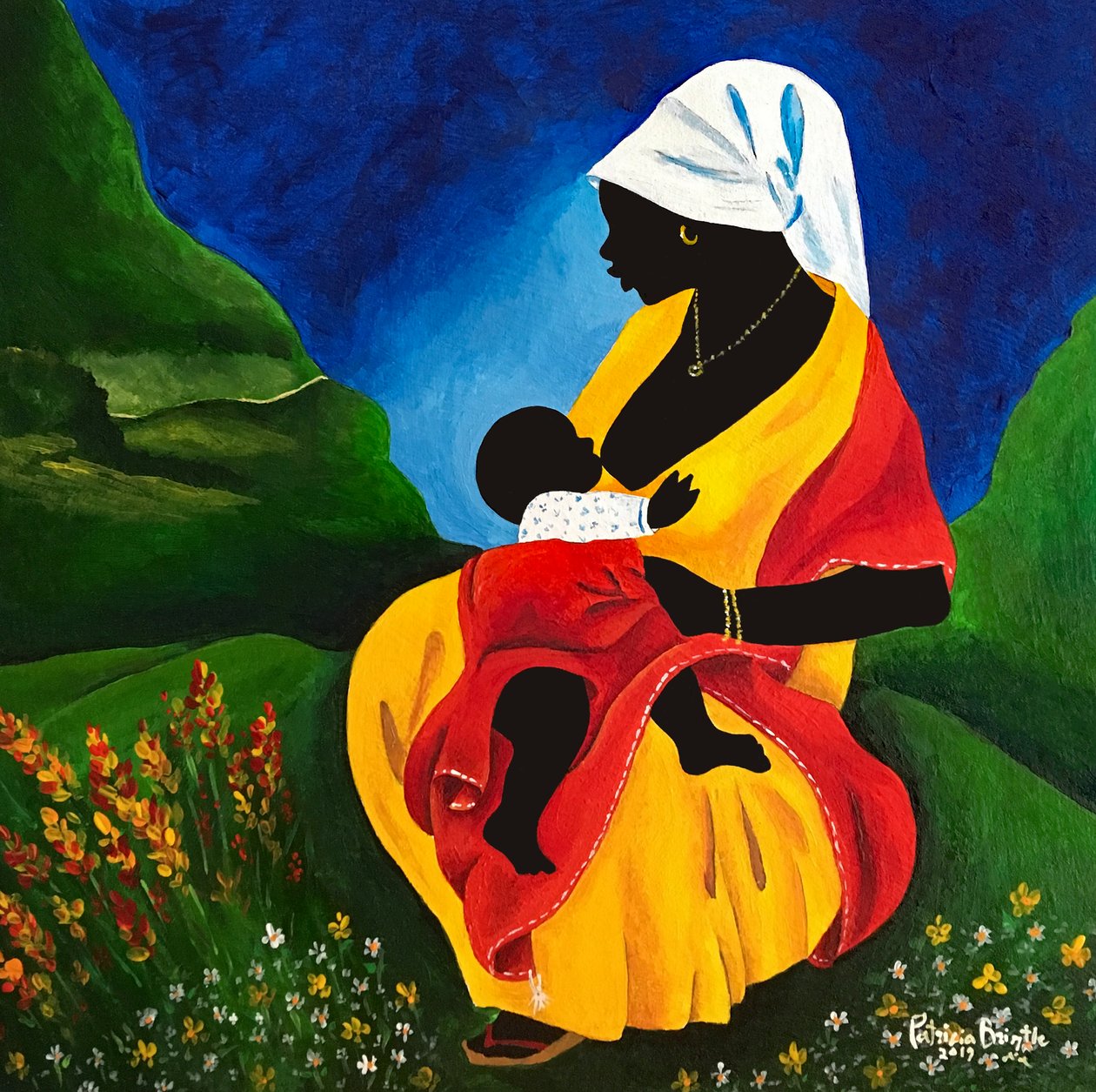 Maternidade, 2019 (acrílico sobre madeira) de Patricia Brintle