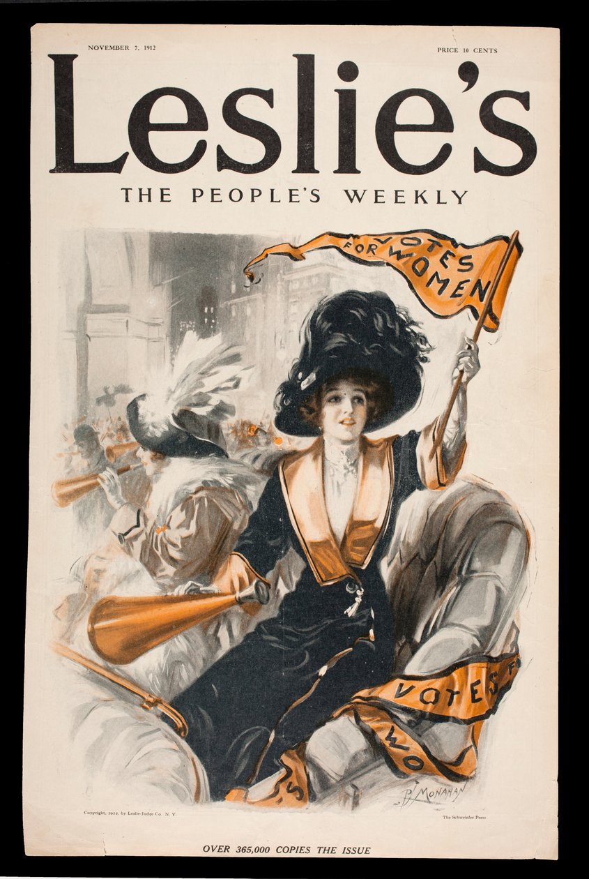 Votos para Mulheres, capa de Leslies The Peoples Weekly, 7 de novembro de 1912 de Patrick J. Monahan