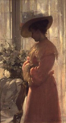 Senhora num interior cor-de-rosa de Patrick William Adam