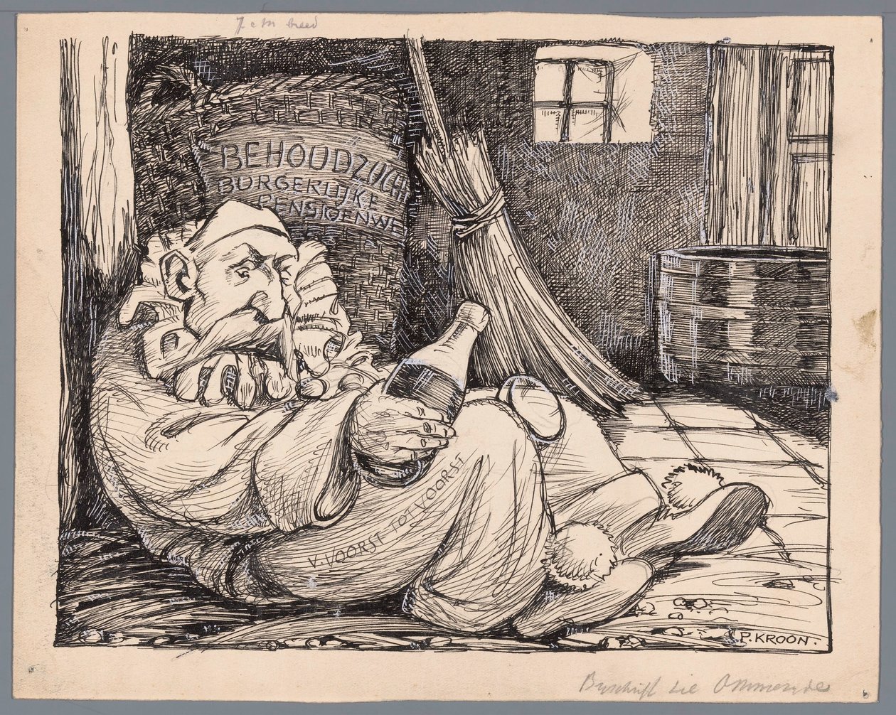 Barão van Voorst tot Voorst como frequentador do carnaval
Carneval, ou as Leis sobre pensões civis rejeitadas (título sobre o objecto) de Patricq Kroon (signed by artist)