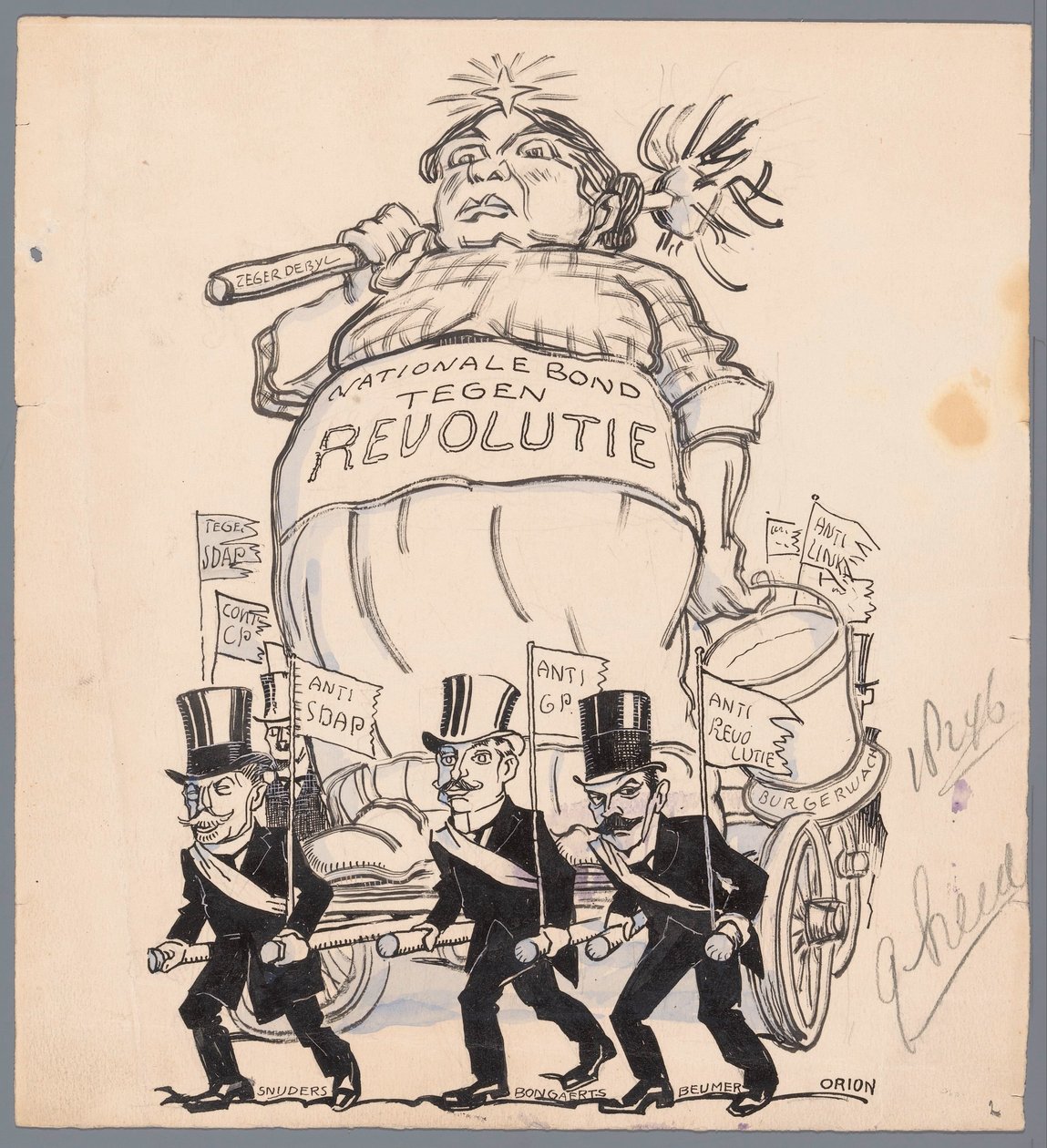 Carro alegórico da Associação Nacional contra a Revolução de Patricq Kroon (signed by artist)