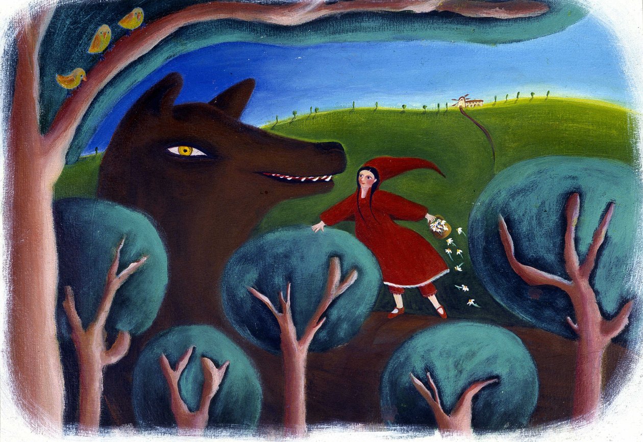 Ilustração para o Capuchinho Vermelho (pastel) de Patrizia La Porta