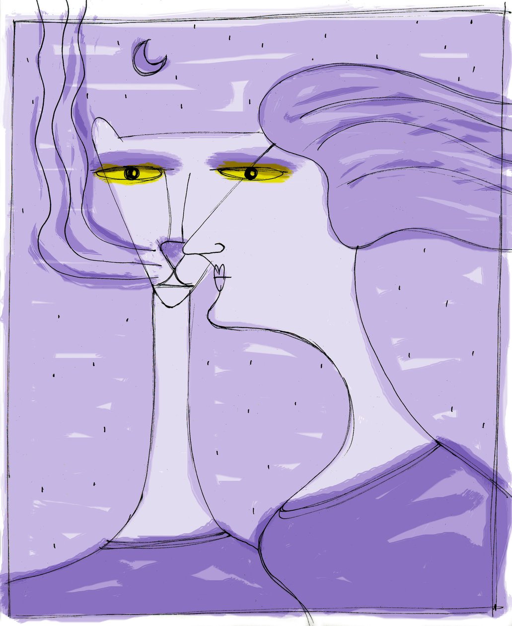 Strega del Tchesal (Chiesale): bruxa que se transforma em gato para espiar os homens. Ilustração de Patrizia La Porta. de Patrizia La Porta