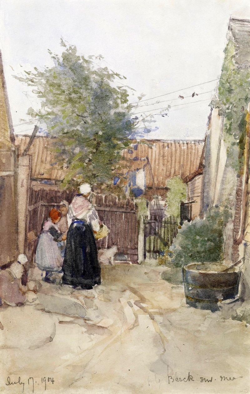 No quintal, Berck sur Mer, 1904 de Patty Townsend Johnson