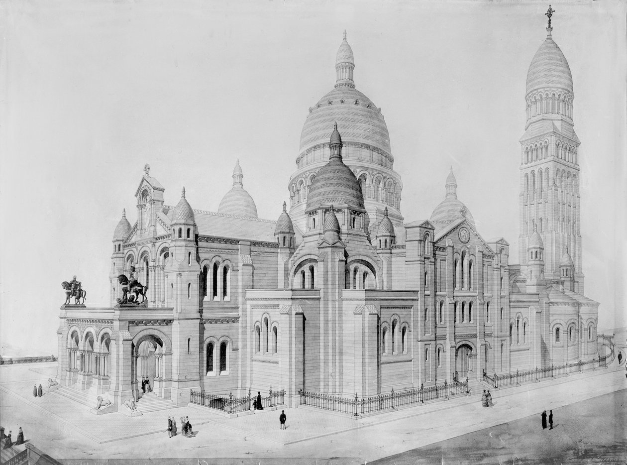 Vista, de, coração sagrado, montmartre de Paul Abadie