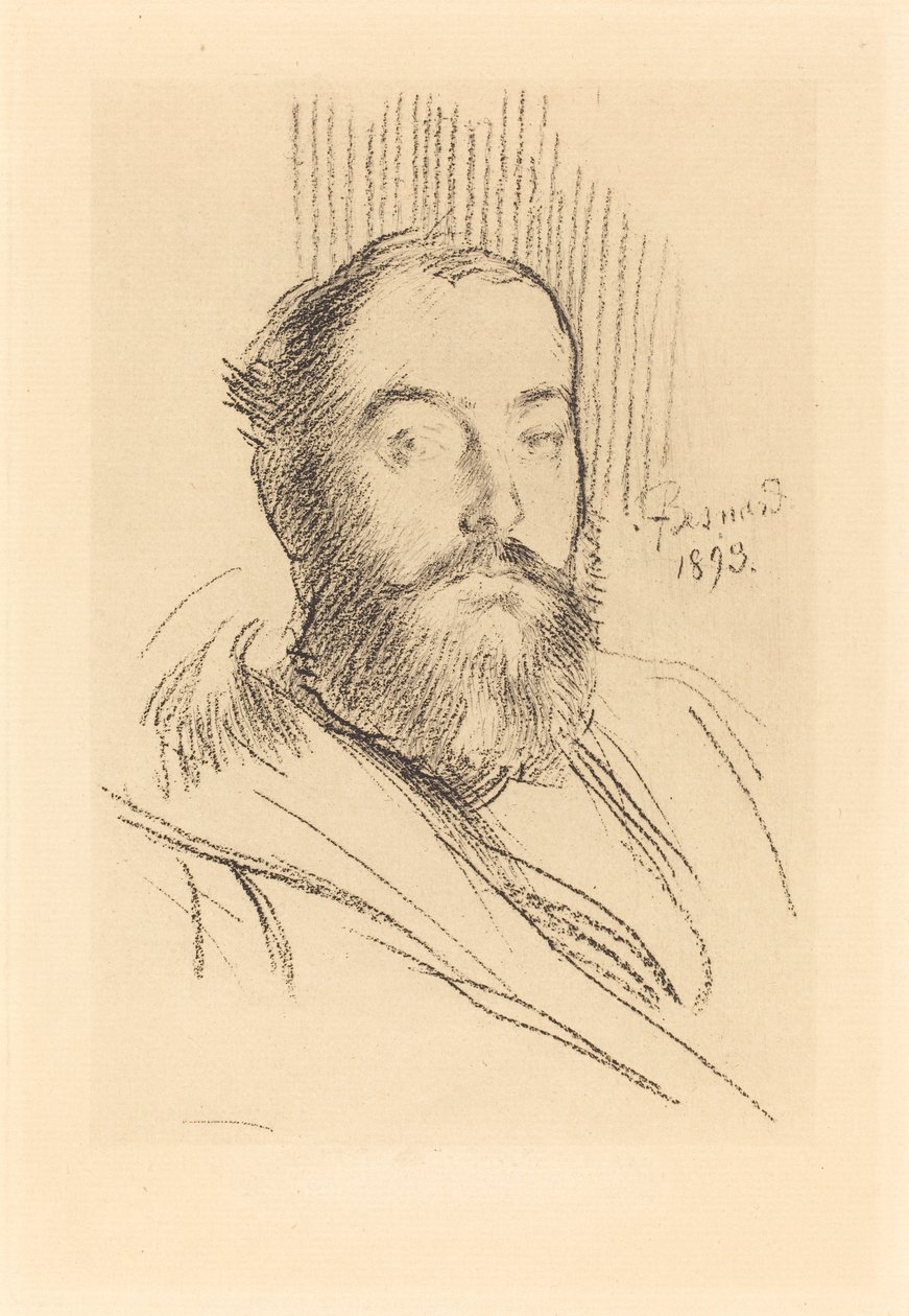 Auto-retrato, 1893 (collotype no preto no papel colocado creme) de Paul Albert Besnard