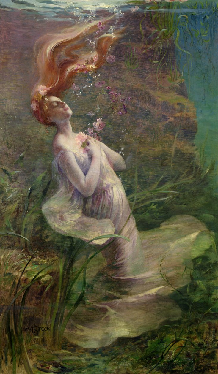 Ophelia se afogando, 1895 de Paul Albert Steck