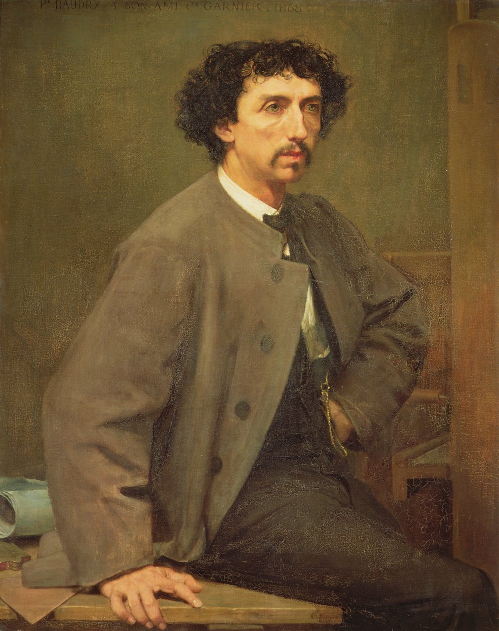 Retrato de Charles Garnier, um amigo do artista, 1868 de Paul Baudry