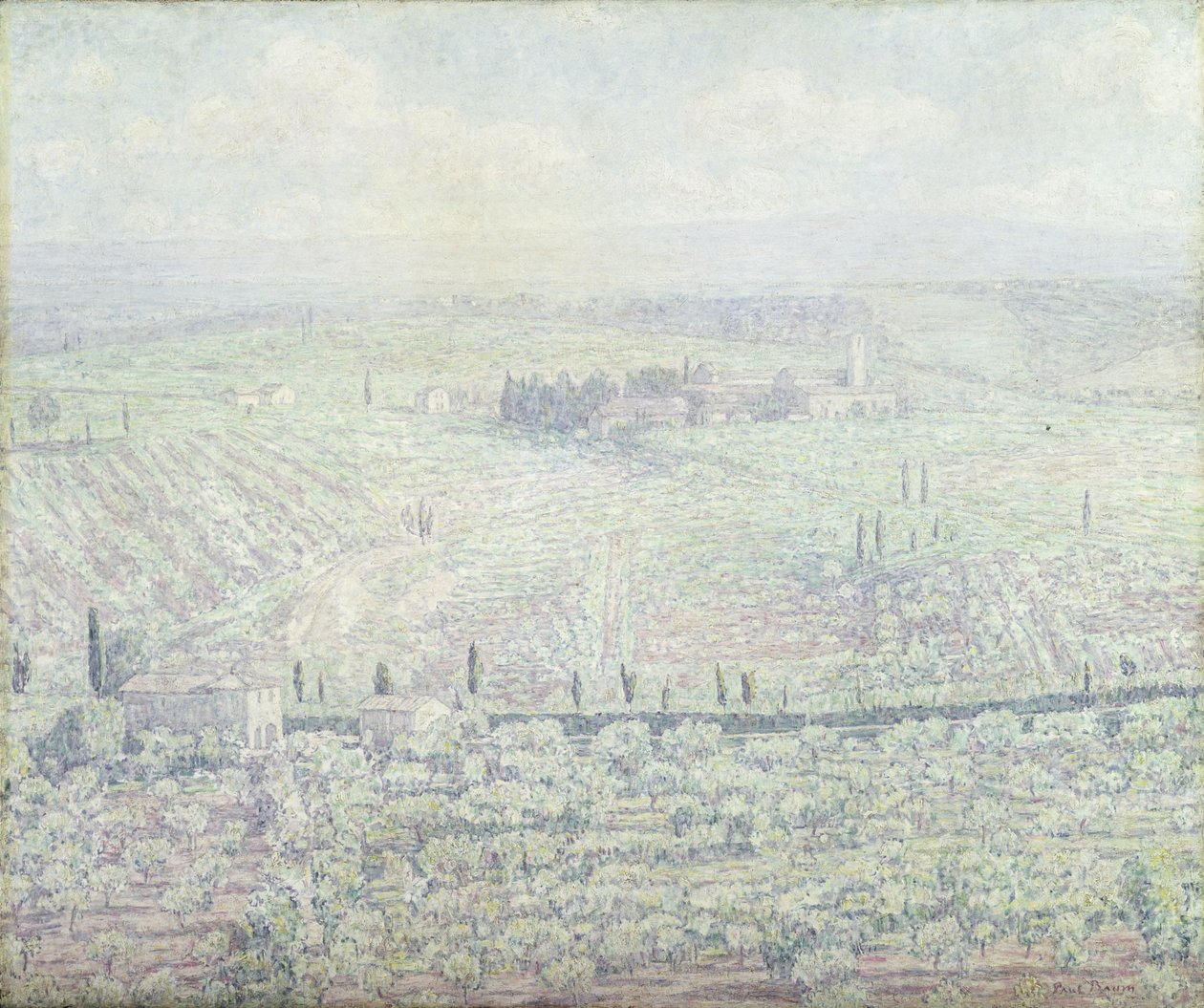 Uma paisagem montanhosa da Toscana na manhã de um dia de verão ensolarado, c.1930 de Paul Baum