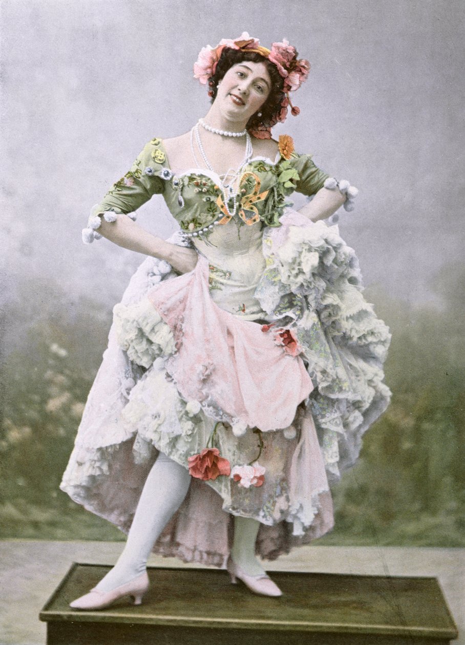 Retrato de &39;The Beautiful Otero&39; como Mercedes em &39;Uma festa em Sevilha&39;, teatro Marigny, Paris, 1900 (fotografia colorida) de Paul Boyer