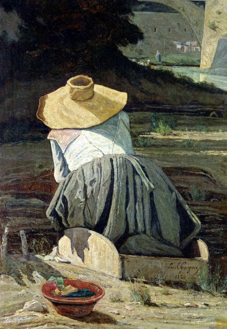 Lavadeira pelo rio, 1860 de Paul Camille Guigou
