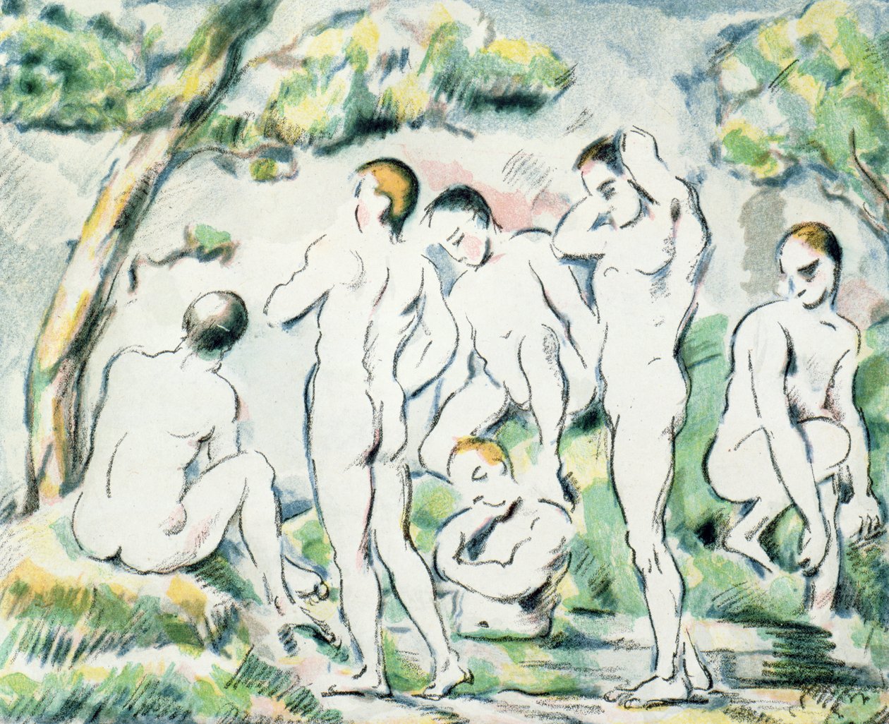 Os banhistas, pequeno prato 1897 de Paul Cézanne