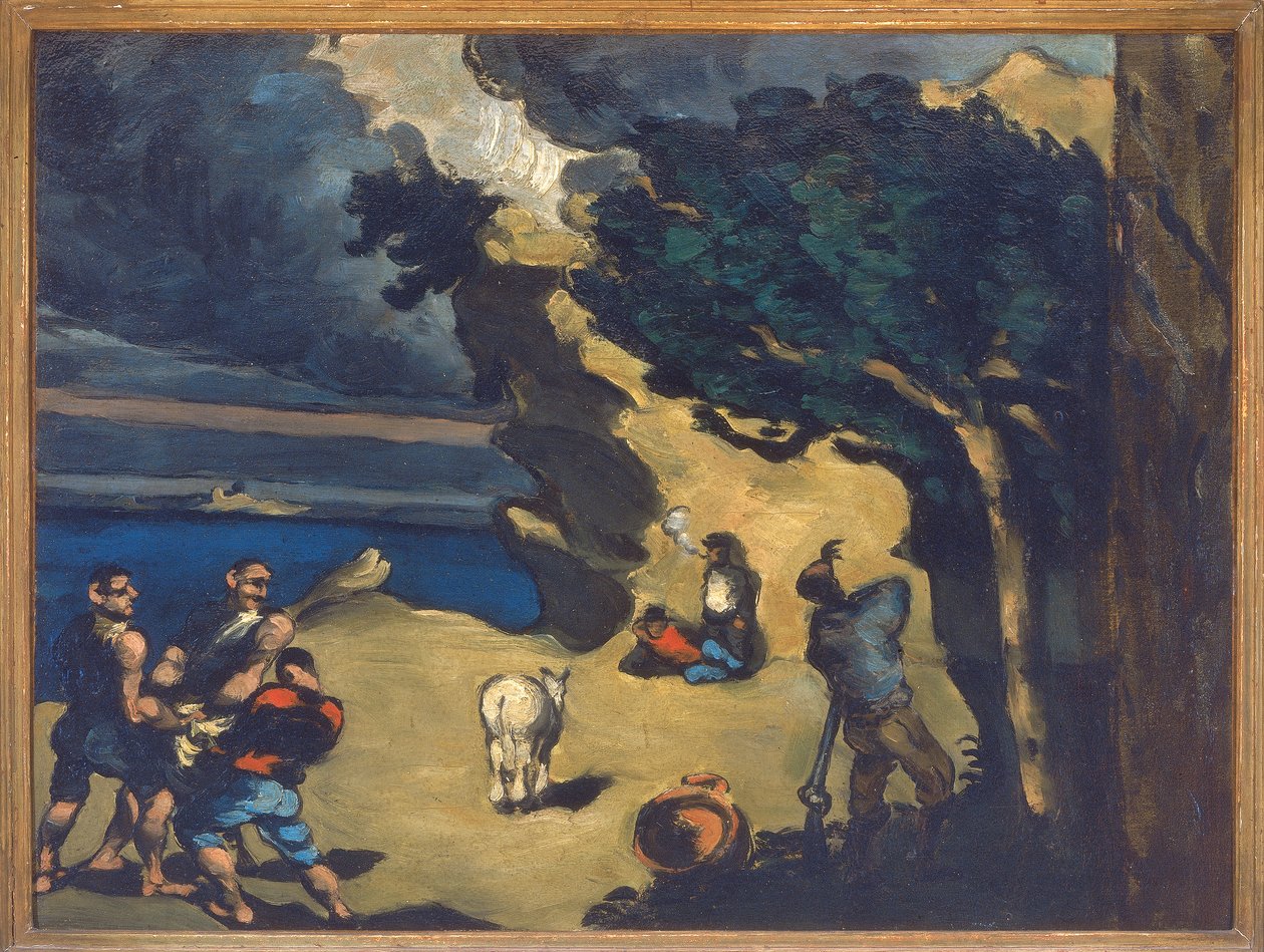 Os ladrões e o burro, 1869-70 de Paul Cézanne