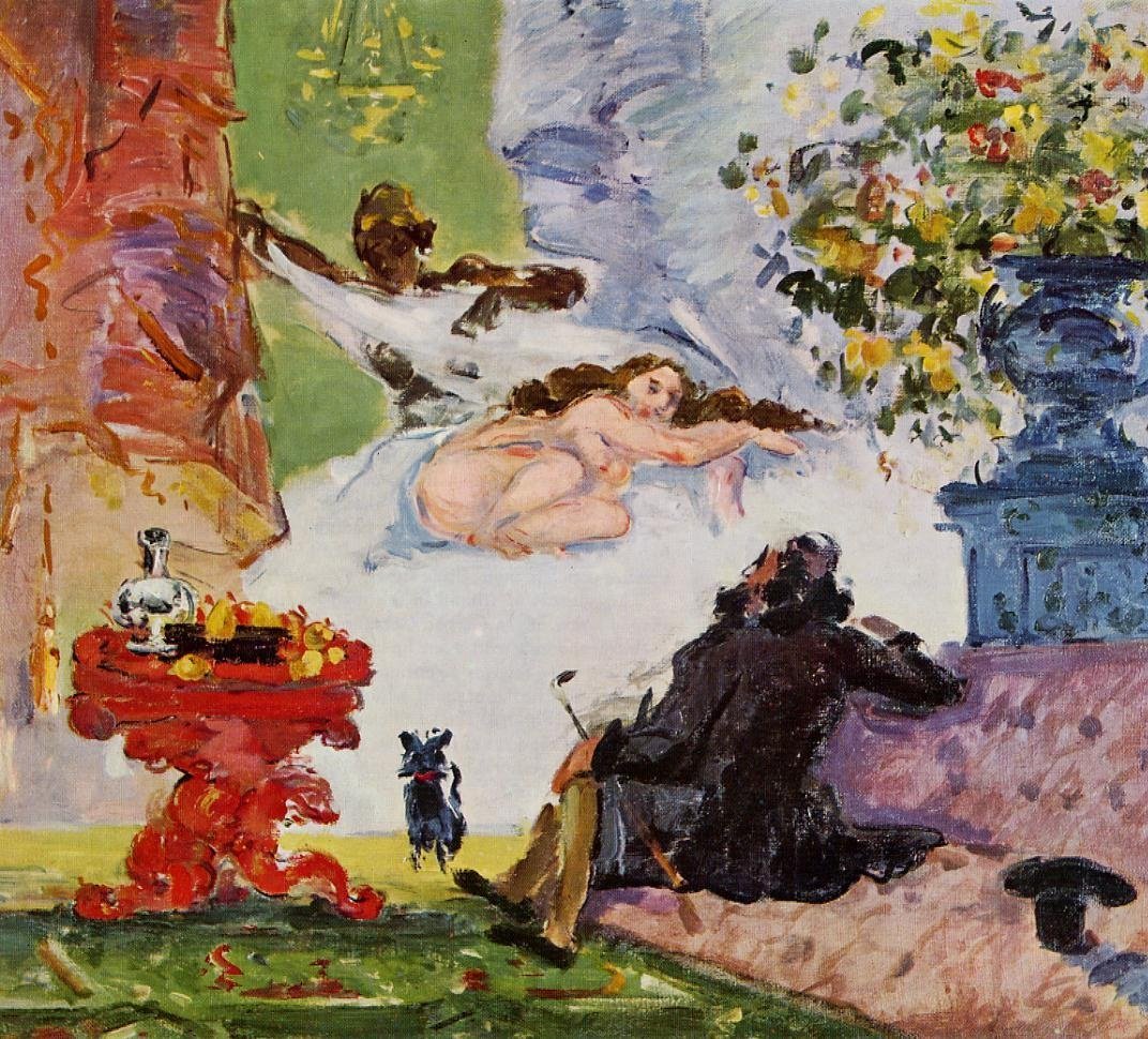 Uma pintura moderna de Olympia de Paul Cézanne