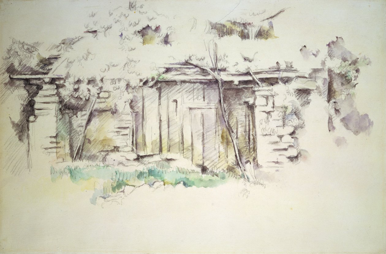 Um galpão, c.1880 (lápis e wc) de Paul Cézanne