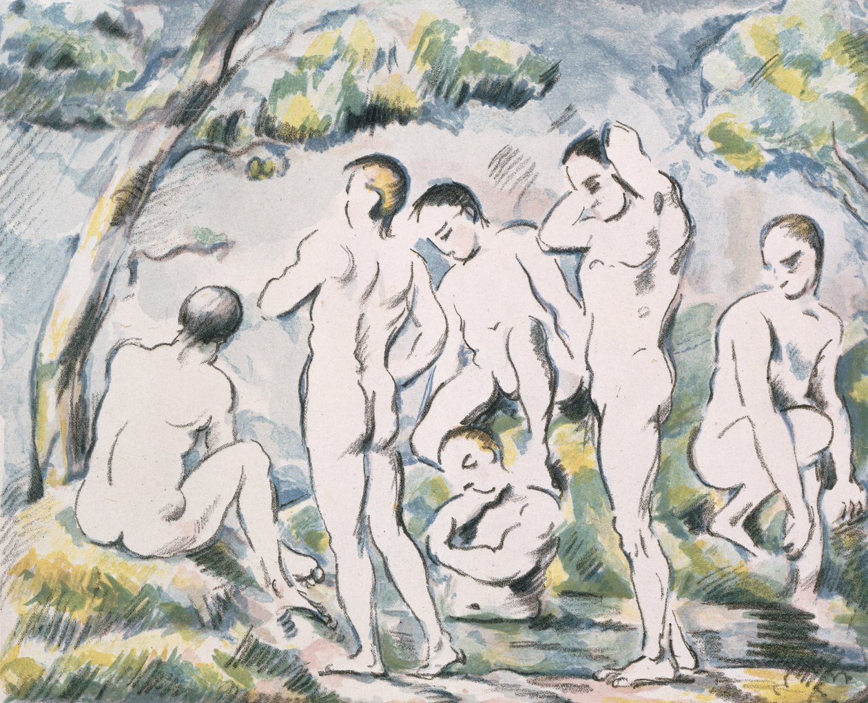 Banhistas em uma paisagem, 1898 de Paul Cézanne