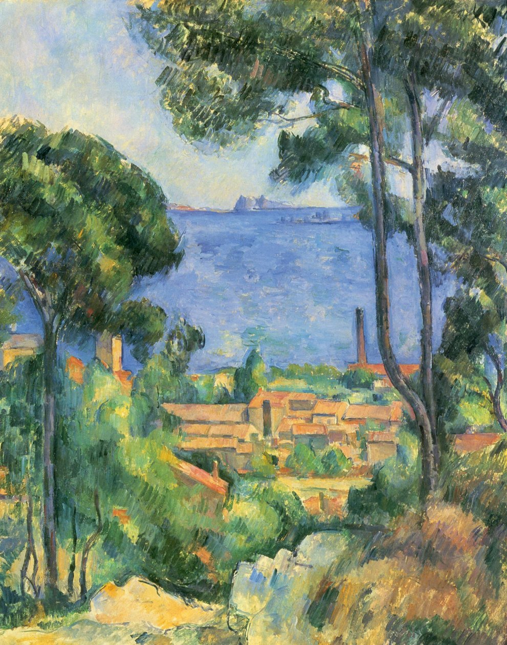 Ver em LEstaque e os castelos dIf (O mar em LEstaque) de Paul Cézanne