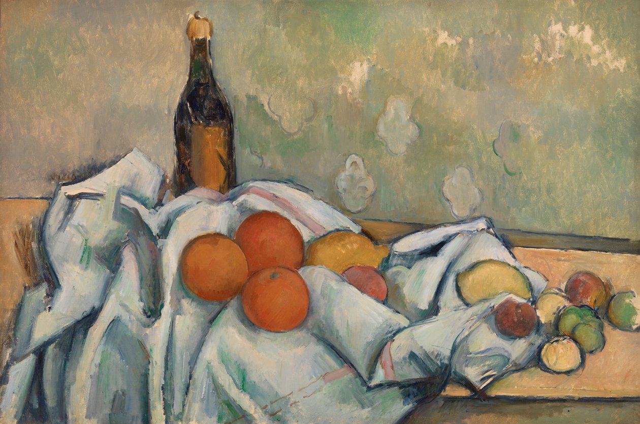 Garrafa e Frutas, c.1890 de Paul Cézanne
