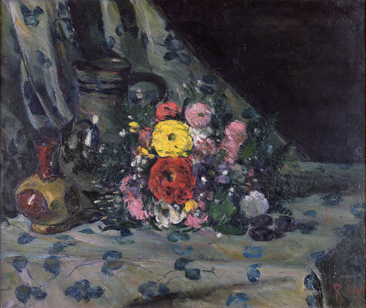 Buquê de Dálias Amarelas, c.1873 de Paul Cézanne