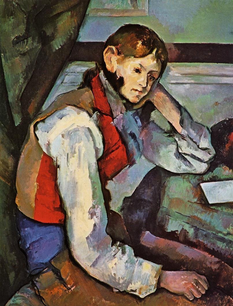 Menino, em, um, colete vermelho de Paul Cézanne