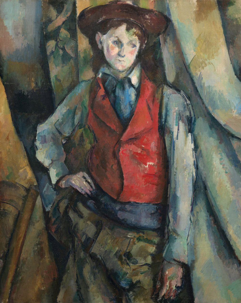 Menino, em, um, colete vermelho de Paul Cézanne