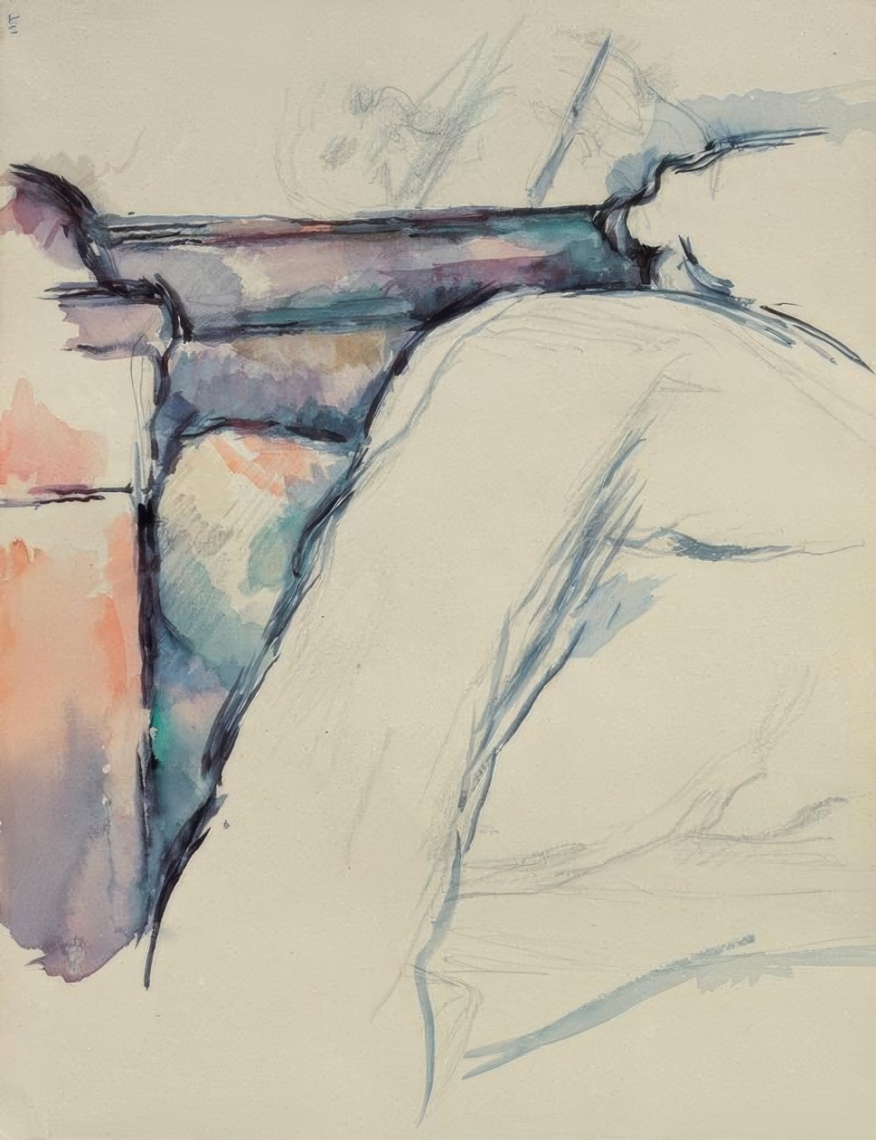 Estudo detalhado de uma cama desfeita de Paul Cézanne
