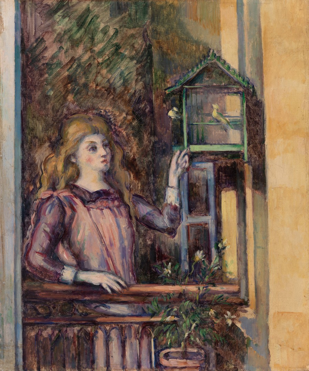 Menina com gaiola, c.1888 de Paul Cézanne