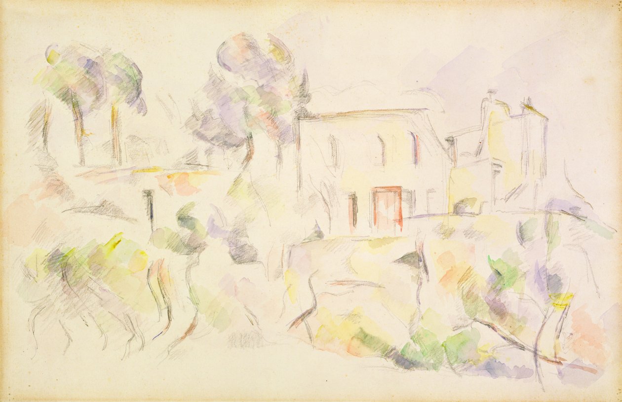 Grupo de Casas, 1890-94 (wc no papel) de Paul Cézanne