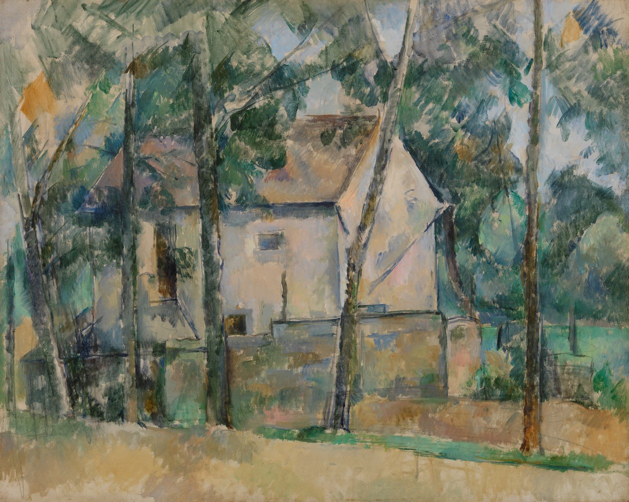 Casa e Árvores, 1888-90 de Paul Cézanne