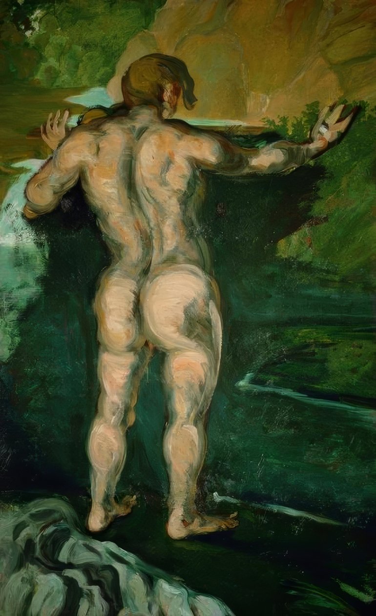 O banhista na rocha de Paul Cézanne