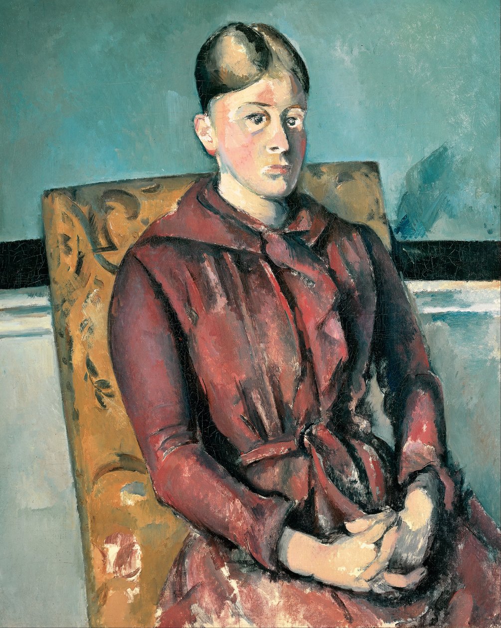 Madame Cézanne Em Uma Poltrona Amarela de Paul Cézanne