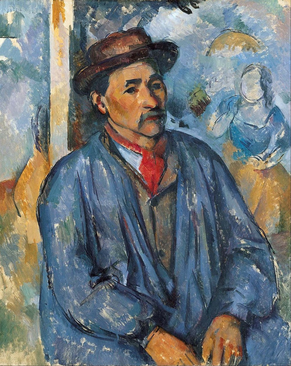 Homem, em, um, azul, blusa de Paul Cézanne