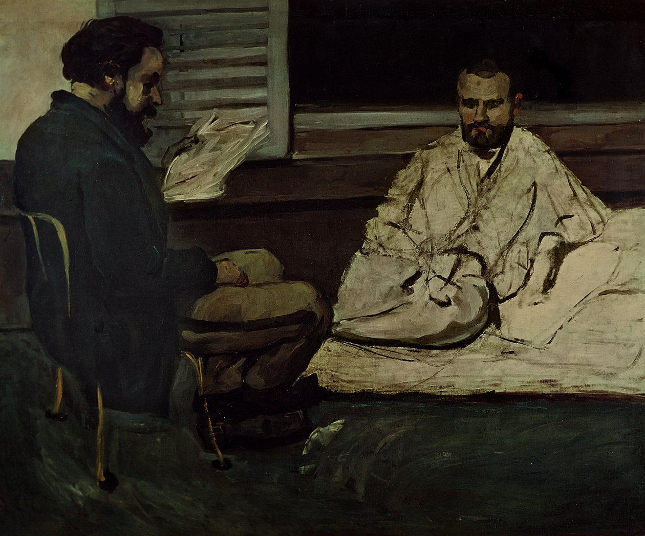 Paul Alexis (1847-1901) Lendo um manuscrito para Emile Zola (1840-1902) 1869-70 de Paul Cézanne