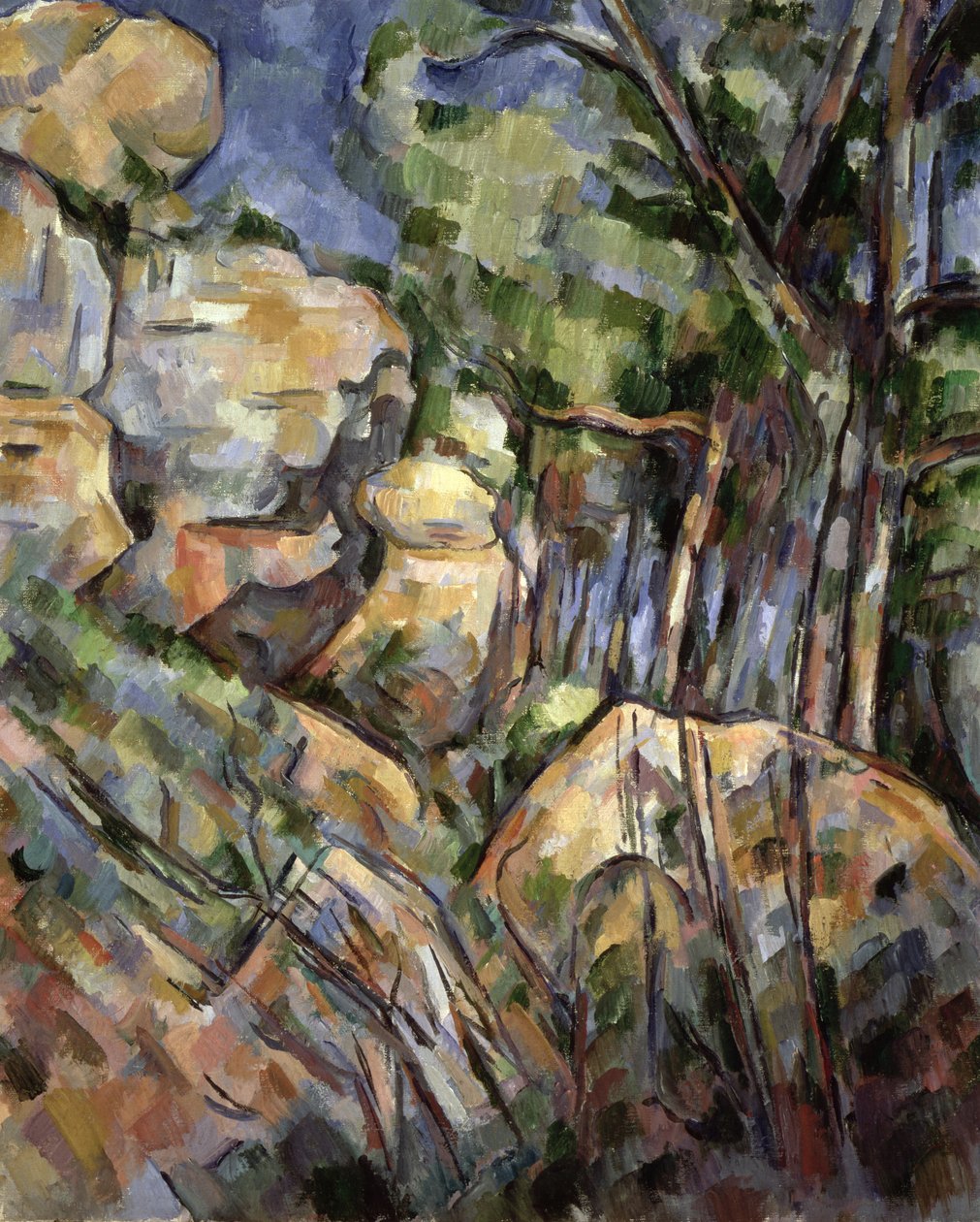 Rochas perto das cavernas abaixo do Chateau Noir, c.1904 de Paul Cézanne