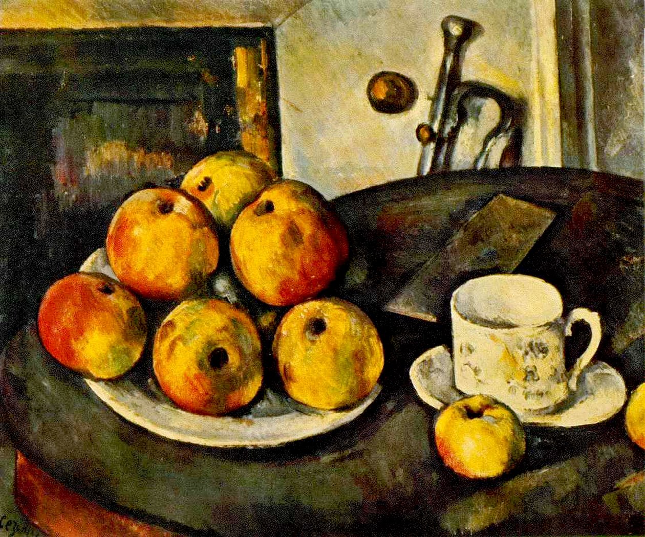 Ainda vida com maçãs e uma xícara, 1890-94 de Paul Cézanne