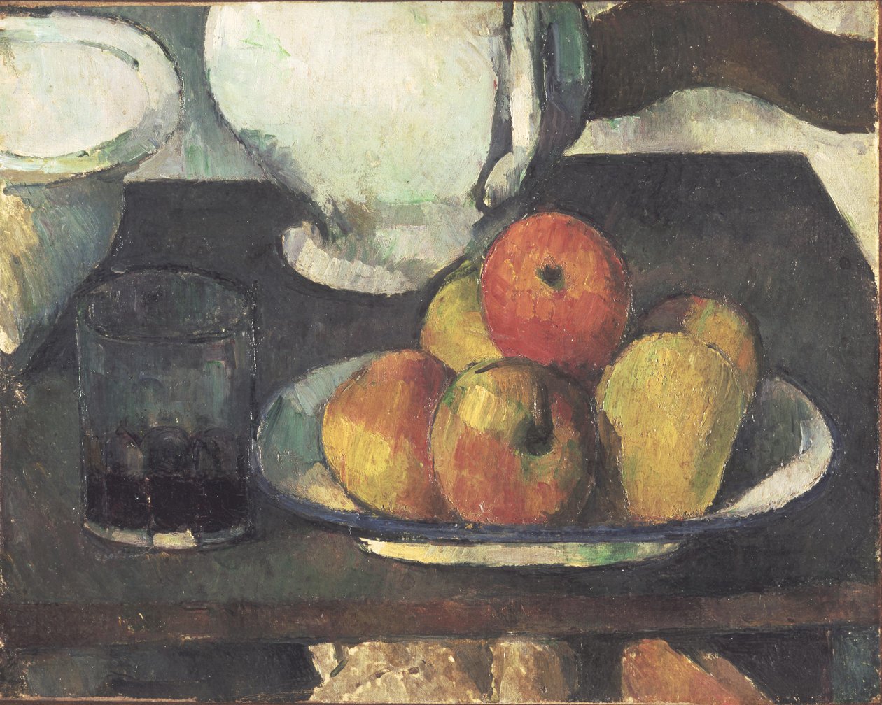 Ainda vida com maçãs e um copo de vinho de Paul Cézanne