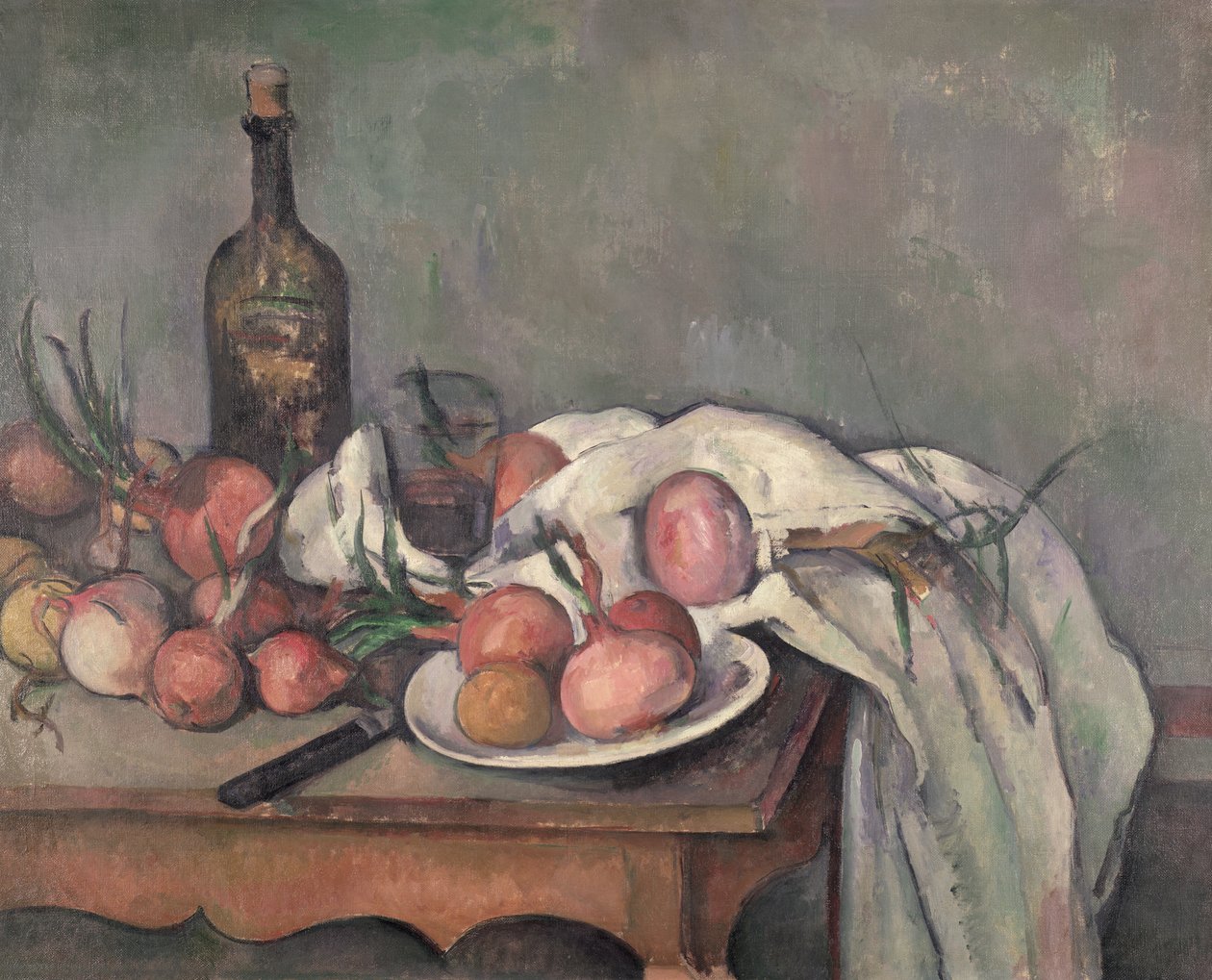 Ainda vida com cebolas, c.1895 de Paul Cézanne