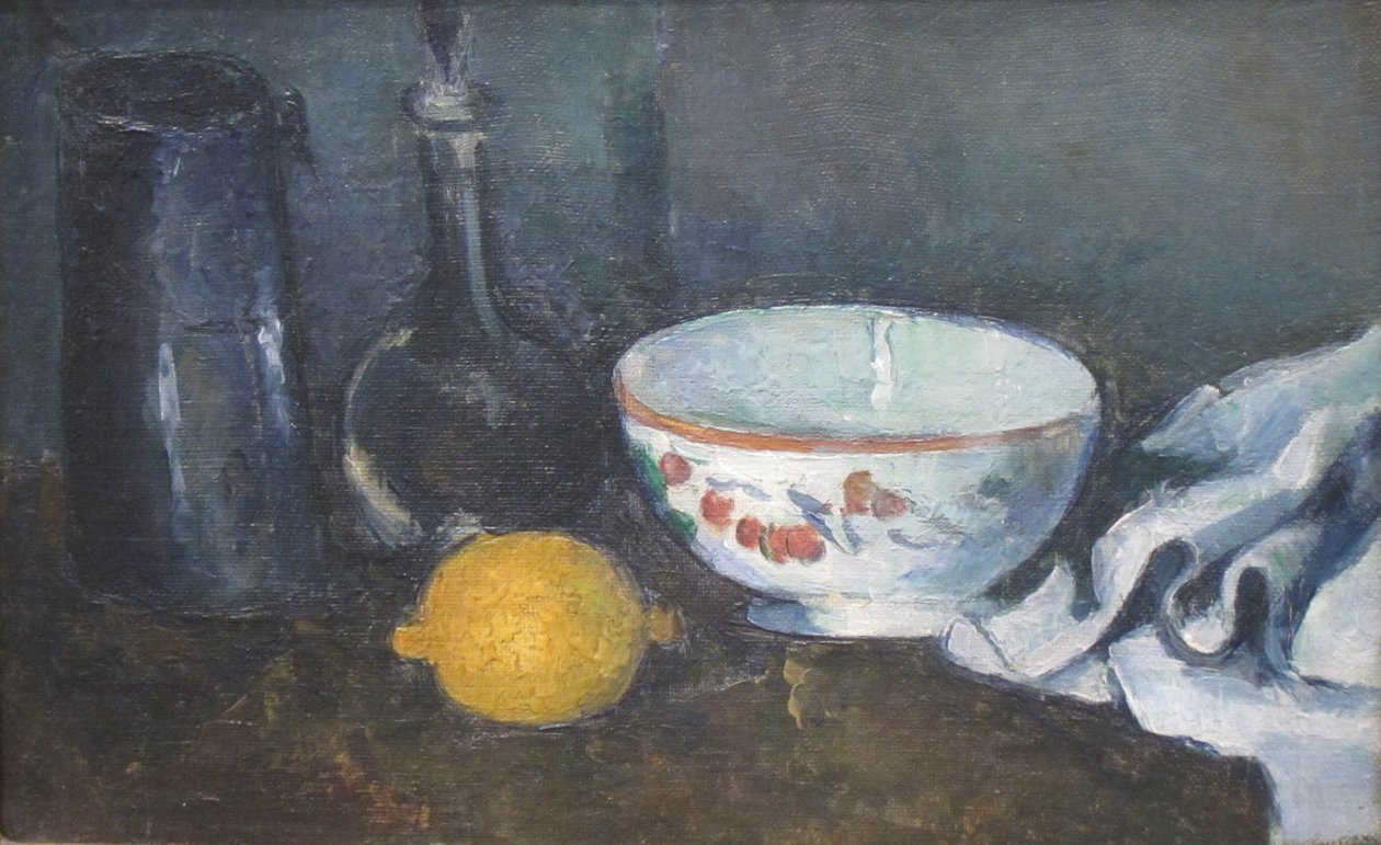 Ainda-vida em azul com limão de Paul Cézanne