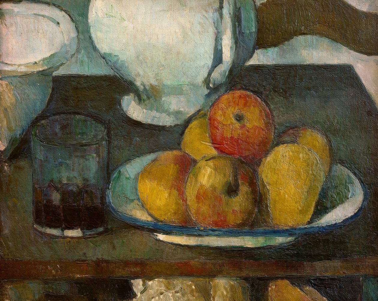 Natureza morta com maçãs e copo de vinho de Paul Cézanne