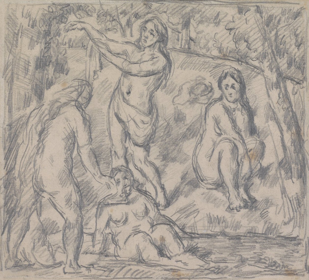 Estudo de quatro mulheres tomando banho de Paul Cézanne