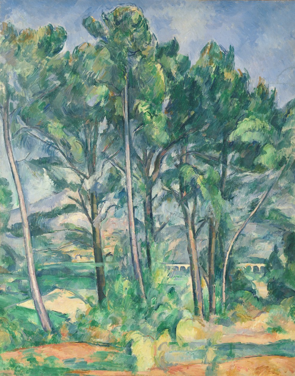 O aqueduto (montanha de Sainte-Victoire vista através das árvores), c.1885-87 de Paul Cézanne