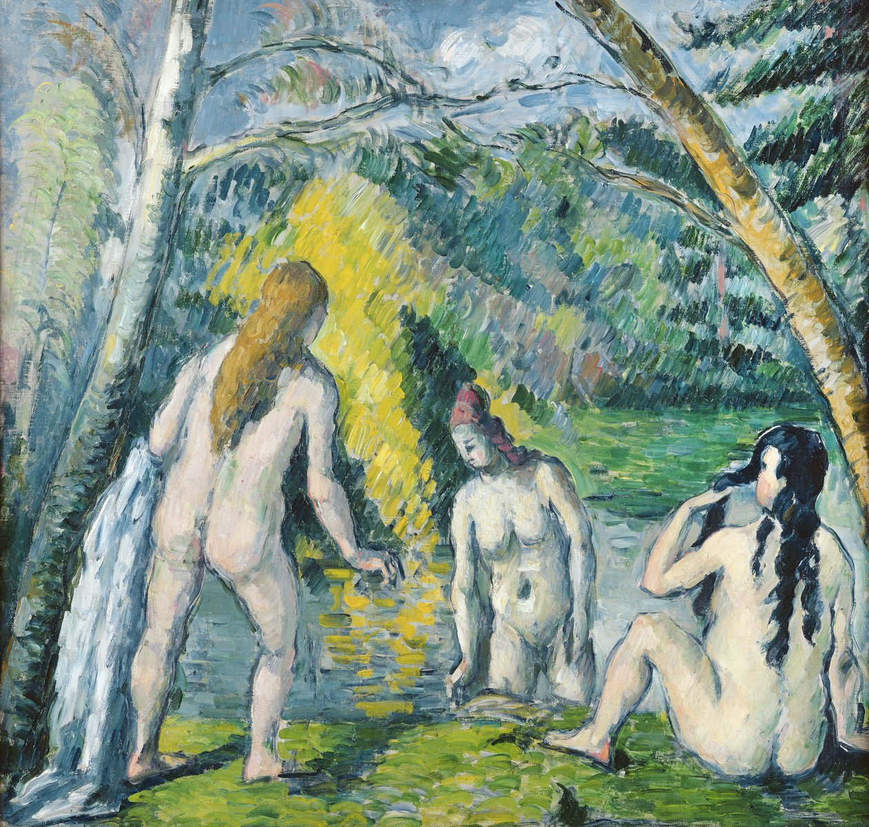 Os Três Banhistas, c.1879-82 de Paul Cézanne